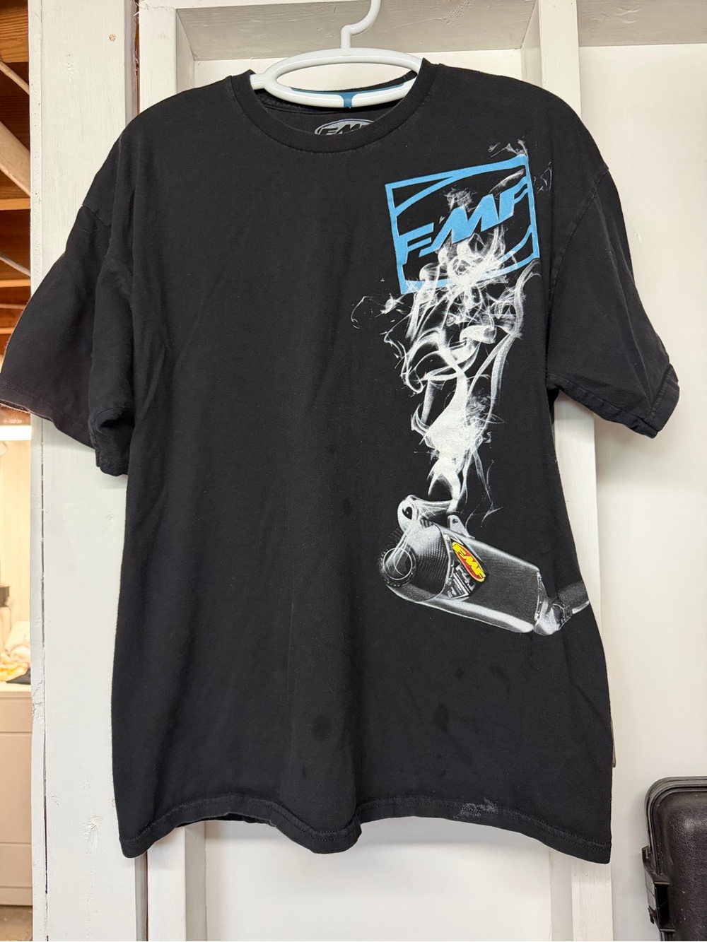 Vintage Y2K FMF Racing Motocross AOP Big Graphic Smoke T-Shirt Men's XL